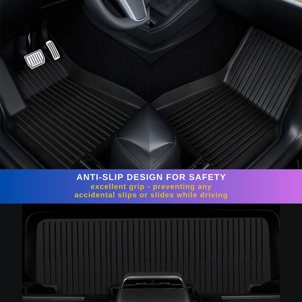 BunnyBird for 6-Piece Weather Accessories Floor TPE All r Mat Trunk Tesla Mat 2020-2023 Model 3-5-Seater Cargo Car