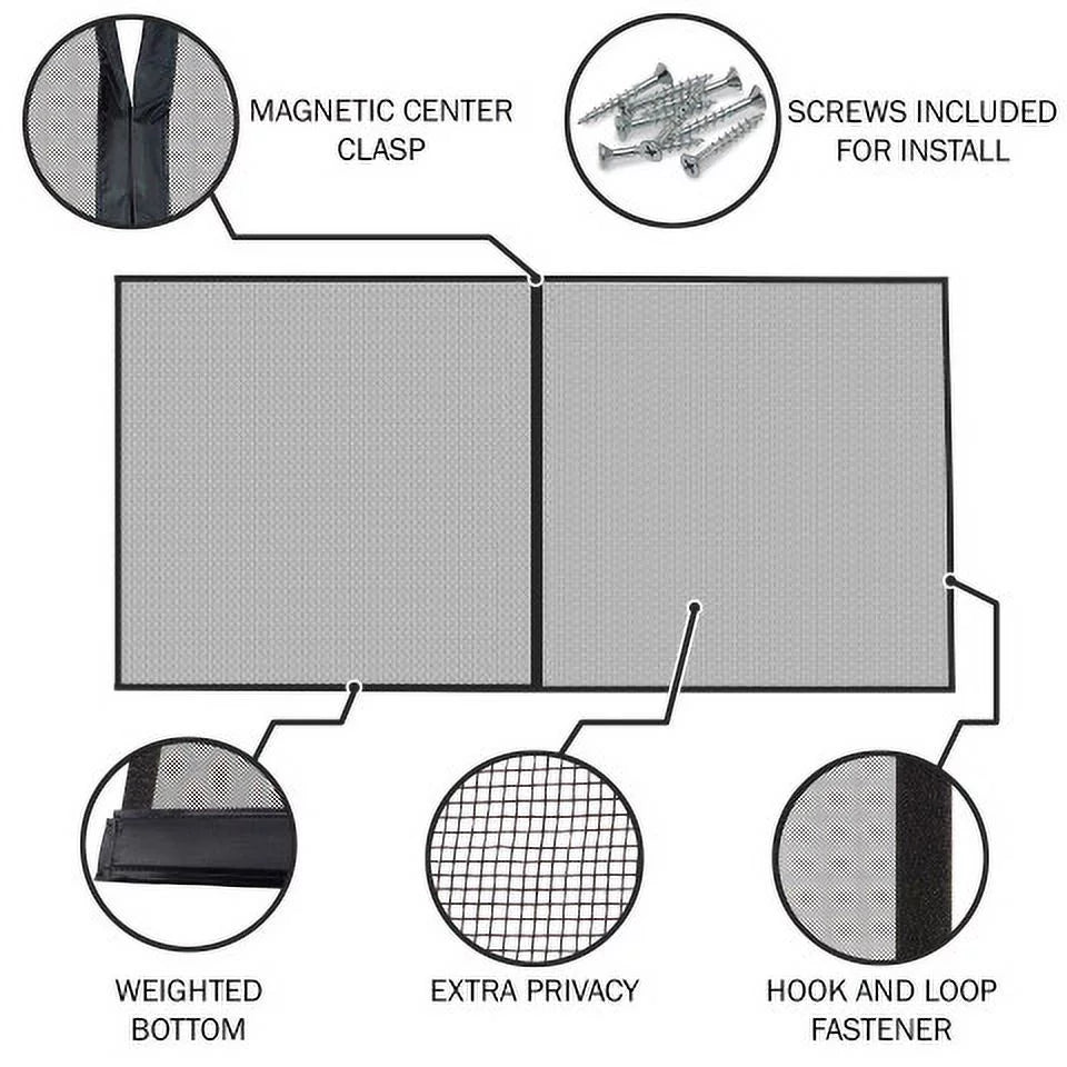 Pure Cover 2-Car Lbs Door Pack) Mesh Mosquito Net Garden - Garage (1 Screen Garages, 7.45 to Black