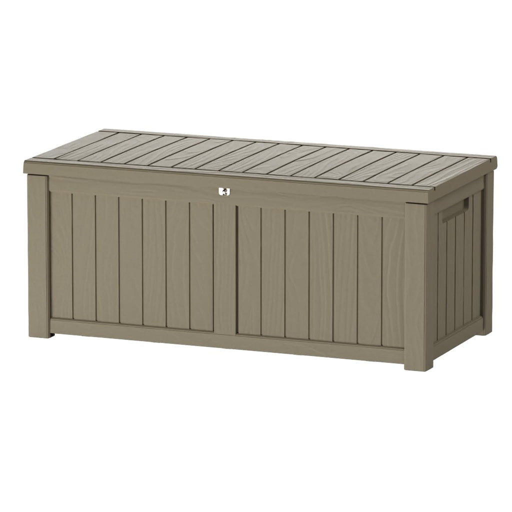 Mersco 320 Gallon Double-Wall Resin Deck Box - Lockable Waterproof Outdoor Storage Box, 1000lbs Capacity & Doubles as Seating for Patio Furniture