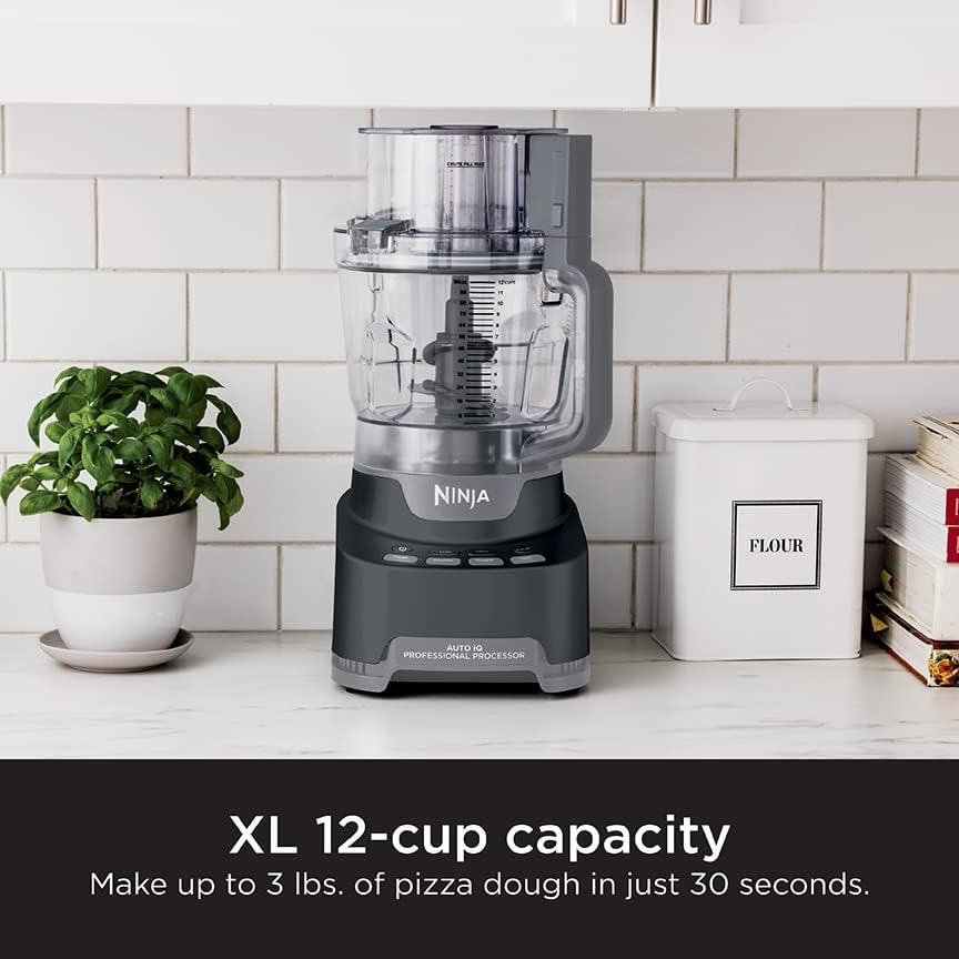Ninja NF705BRN Professional XL Food Processor, Storage Box, 1200 Peak-Watts, 4-in-1, Chopping, Slicing/Shredding, Purees, Dough, 12-Cup Processor