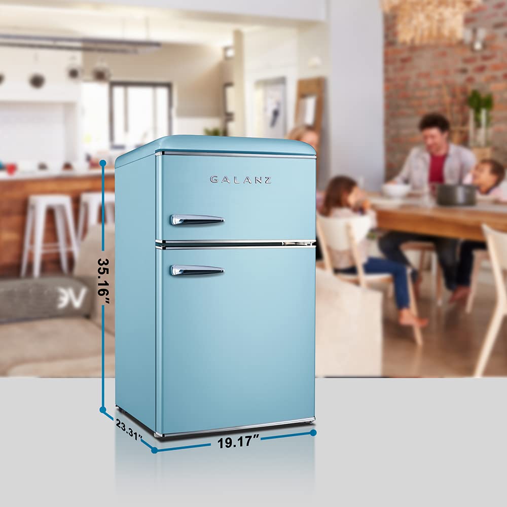 Galanz GLR25MBKR10 Retro Compact Refrigerator, Mini Fridge with Single Doors, Adjustable Mechanical Thermostat with Chiller, Black, 2.5 cu ft