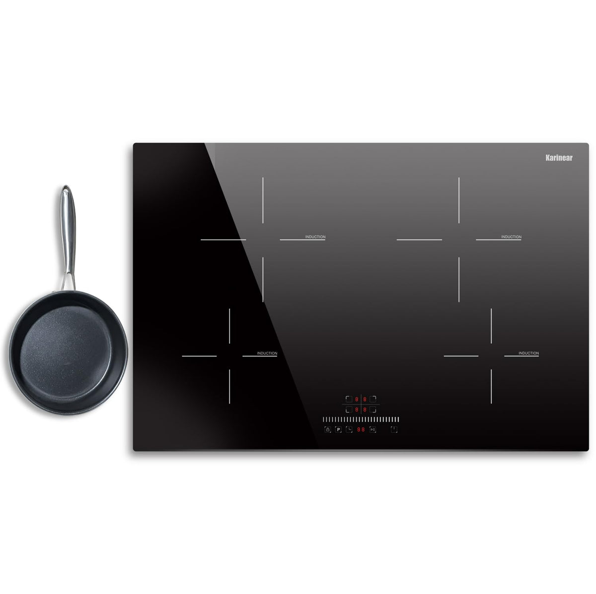 Karinear 24 Inch Induction Cooktop 3 Burners, 6800W Built-in Induction Stovetop with Flex Zone,Child Safety Lock, Timer, Boost, Slider Control Black