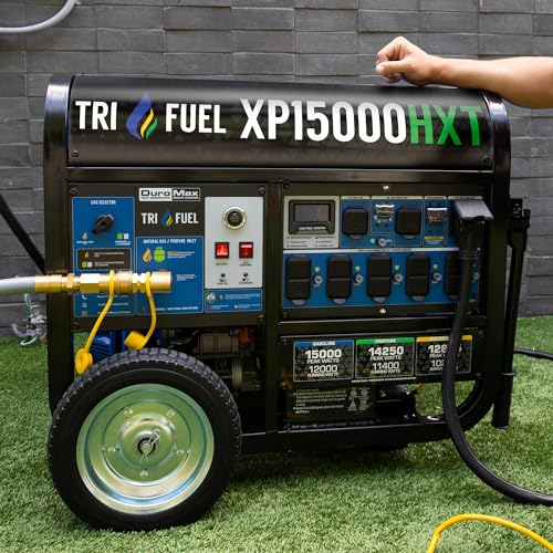 DuroMax XP13000HX 13,000-Watt Dual Fuel Portable Generator - Gas & Propane, Electric Start, Whole Home Power Backup, Transfer Switch Ready, RV &