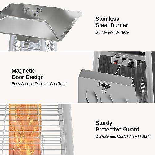 EAST OAK 48,000 BTU Pyramid Patio Heater, Quartz Glass Tube Propane Outdoor Heater with Wheels, Triple Safety Protection, 2025 Upgrade for Home