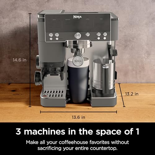 Ninja Luxe Caf 3-in-1 Espresso, Drip Coffee and Cold Brew Machine | Intergrated Coffee Grinder, Milk Frother, Assisted Tamper & Built-In Espresso