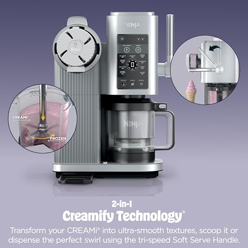 Ninja CREAMi Scoop & Swirl Ice Cream and Soft Serve Maker, Sorbet, Milkshake, Frozen Yogurt, Low Calories Program & More, 13-in-1, Soft Serve Handle