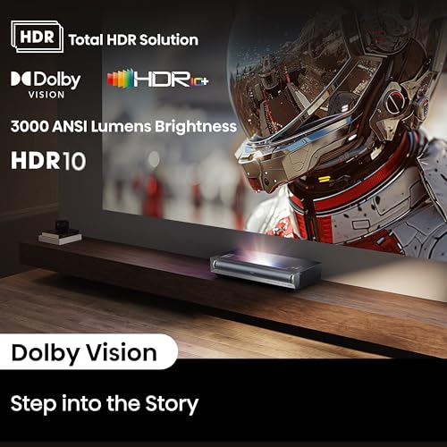 Hisense PX3-PRO Ultra Short Throw Triple Laser Projector, 4K UHD, 80 C 150, 3,000 Lumens, 3000:1 Contrast, Dolby Vision & Atmos, IMAX Enhanced, 240