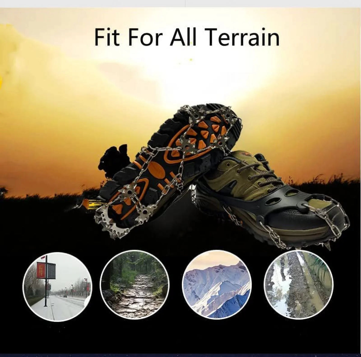 Crampons Fishing, Walking Grips, Boots Micro Hiking Snow Stainless Chains Spikes Cleats for Climbing, Hiking, and Ice Non Steel Shoe Ice Traction & Walk for Boot Ice Slip Shoes,
