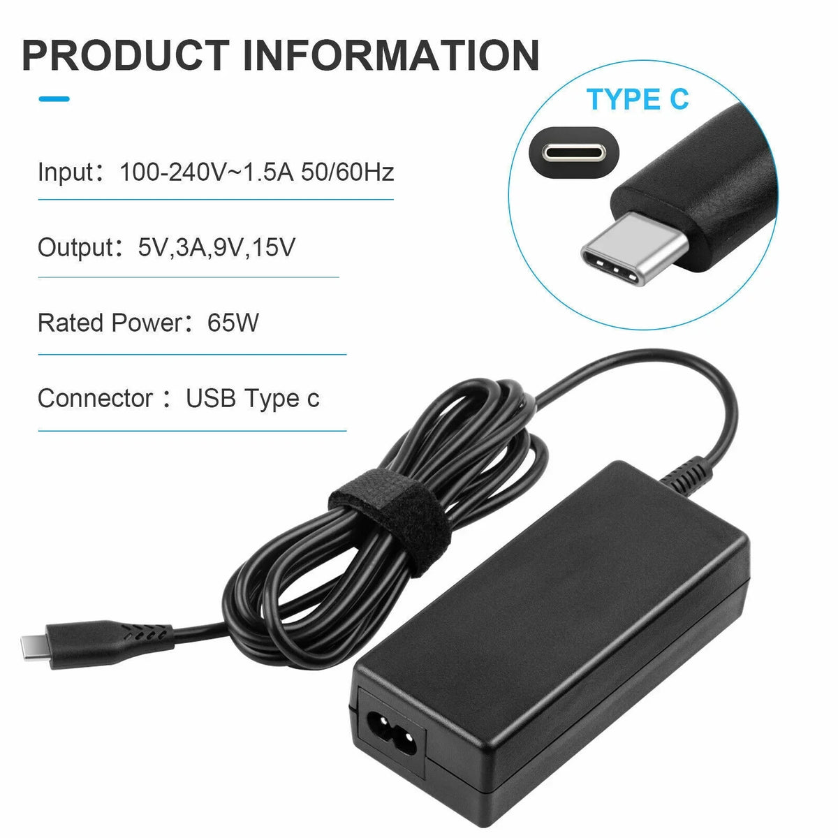 HP Acer Dell 65W AC Charger ASUS Adapter USB-C 5PCS For Lenovo Type-C