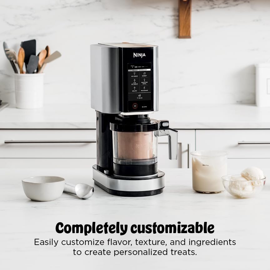 Ninja NC301 CREAMi Ice Cream Maker, for Gelato, Mix-ins, Milkshakes, Sorbet, Smoothie Bowls & More, 7 One-Touch Programs, with (2) Pint Containers &