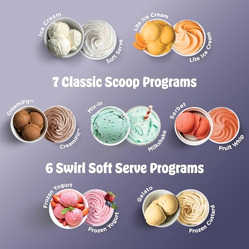 Ninja CREAMi Scoop & Swirl Ice Cream and Soft Serve Maker, Sorbet, Milkshake, Frozen Yogurt, Low Calories Program & More, 13-in-1, Soft Serve Handle
