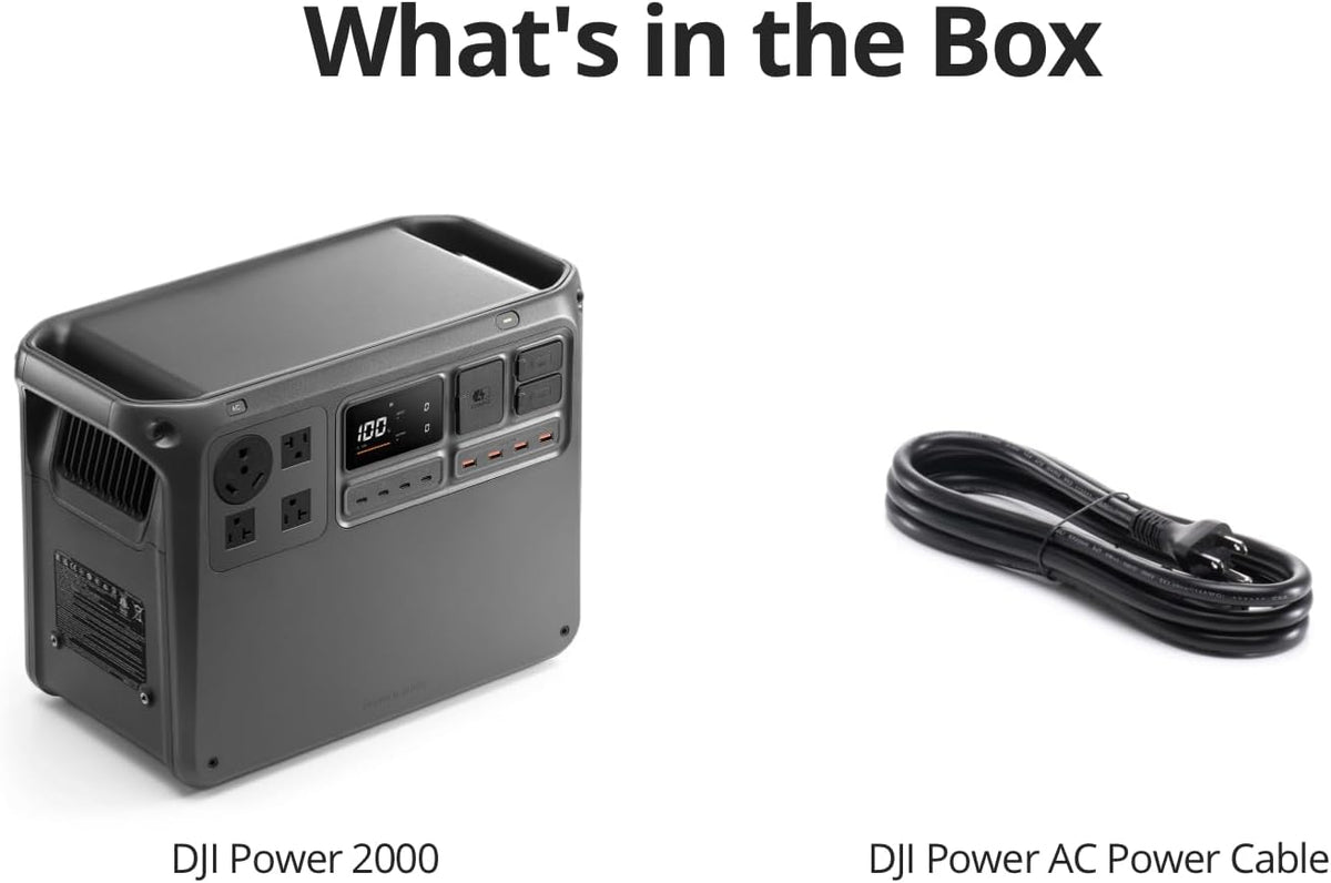 DJI Power 2000 Portable Power Station, 2048Wh LFP Battery, Compact Size, 3000W Stable Output, 0-80% Recharge in 55 Mins, Electric Generator for Home