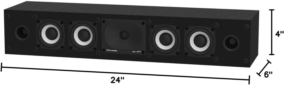 Polk Monitor XT35 Slim Center Channel Speaker - Hi-Res Audio Certified, Dolby Atmos & DTS:X Compatible, 1" Terylene Tweeter & Four 3" Dynamically