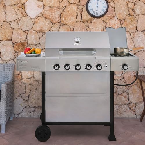 Royal Gourmet GA5401T 5-Burner BBQ Liquid Propane Gas Grill with Side Burner, Stainless Steel 61,000 BTU Output for Patio Garden Picnic Backyard