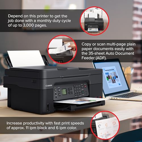 Canon MegaTank MAXIFY GX2020 All-in-One Wireless Color Printer C Print, Copy, Scan with Duplex Printing C Refillable Tank System, Compact Desktop
