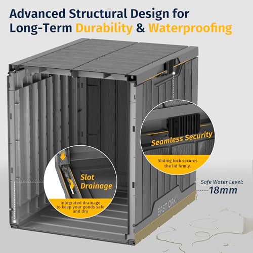 EAST OAK Outdoor Storage Box, 180 Gallon Deck Box, Large Resin Storage Bin for Patio Cushions, Gardening Tools, Lockable, Waterproof and UV Resistant