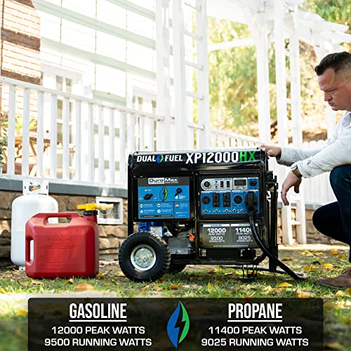 DuroMax XP13000HX 13,000-Watt Dual Fuel Portable Generator - Gas & Propane, Electric Start, Whole Home Power Backup, Transfer Switch Ready, RV &