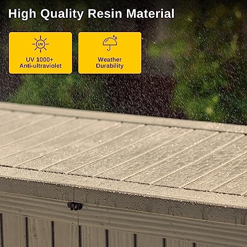 EAST OAK Outdoor Storage Box, 180 Gallon Deck Box, Large Resin Storage Bin for Patio Cushions, Gardening Tools, Lockable, Waterproof and UV Resistant