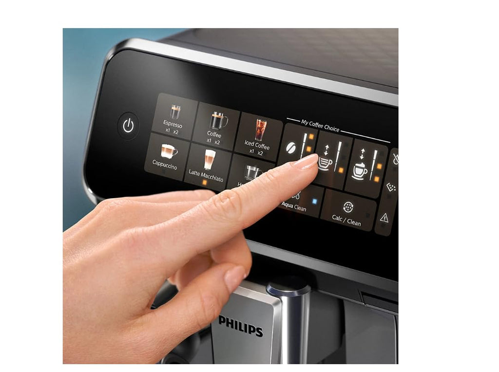 Philips 3300 Series Fully Automatic Espresso Machine with LatteGo Milk System and integrated grinder, 6 Hot & Iced Coffee Pre-Sets, 40% Quieter