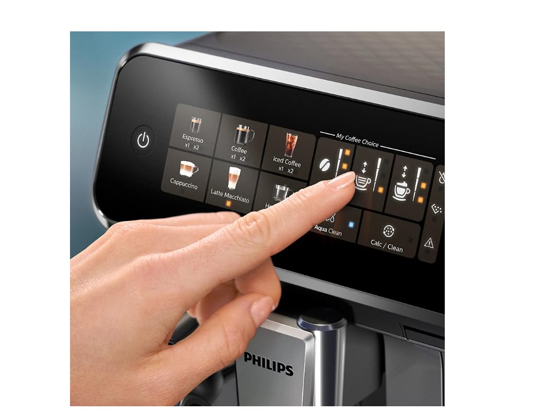 Philips 3300 Series Fully Automatic Espresso Machine with LatteGo Milk System and integrated grinder, 6 Hot & Iced Coffee Pre-Sets, 40% Quieter