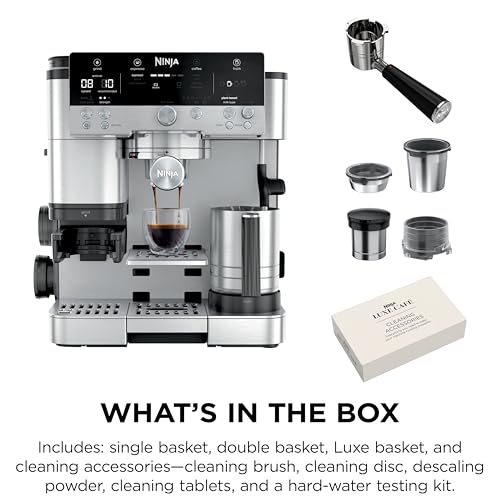 Ninja Luxe Caf 3-in-1 Espresso, Drip Coffee and Cold Brew Machine | Intergrated Coffee Grinder, Milk Frother, Assisted Tamper & Built-In Espresso