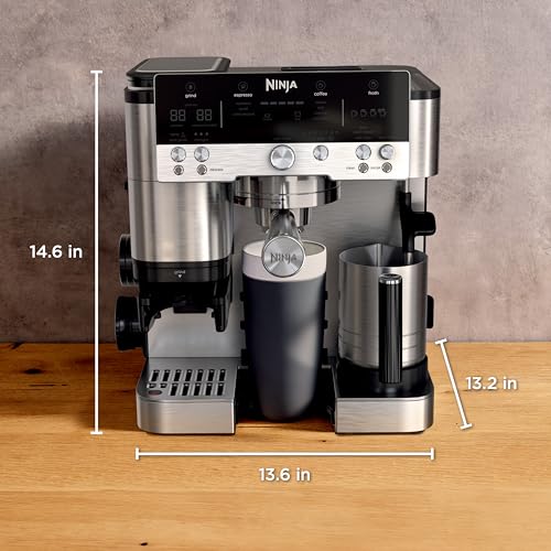Ninja Luxe Caf 3-in-1 Espresso, Drip Coffee and Cold Brew Machine | Intergrated Coffee Grinder, Milk Frother, Assisted Tamper & Built-In Espresso