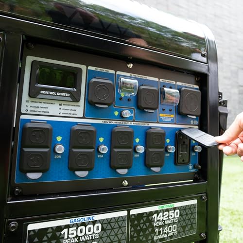 DuroMax XP13000HX 13,000-Watt Dual Fuel Portable Generator - Gas & Propane, Electric Start, Whole Home Power Backup, Transfer Switch Ready, RV &