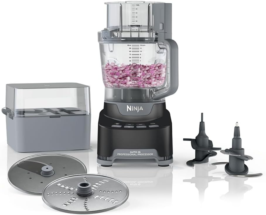 Ninja NF705BRN Professional XL Food Processor, Storage Box, 1200 Peak-Watts, 4-in-1, Chopping, Slicing/Shredding, Purees, Dough, 12-Cup Processor