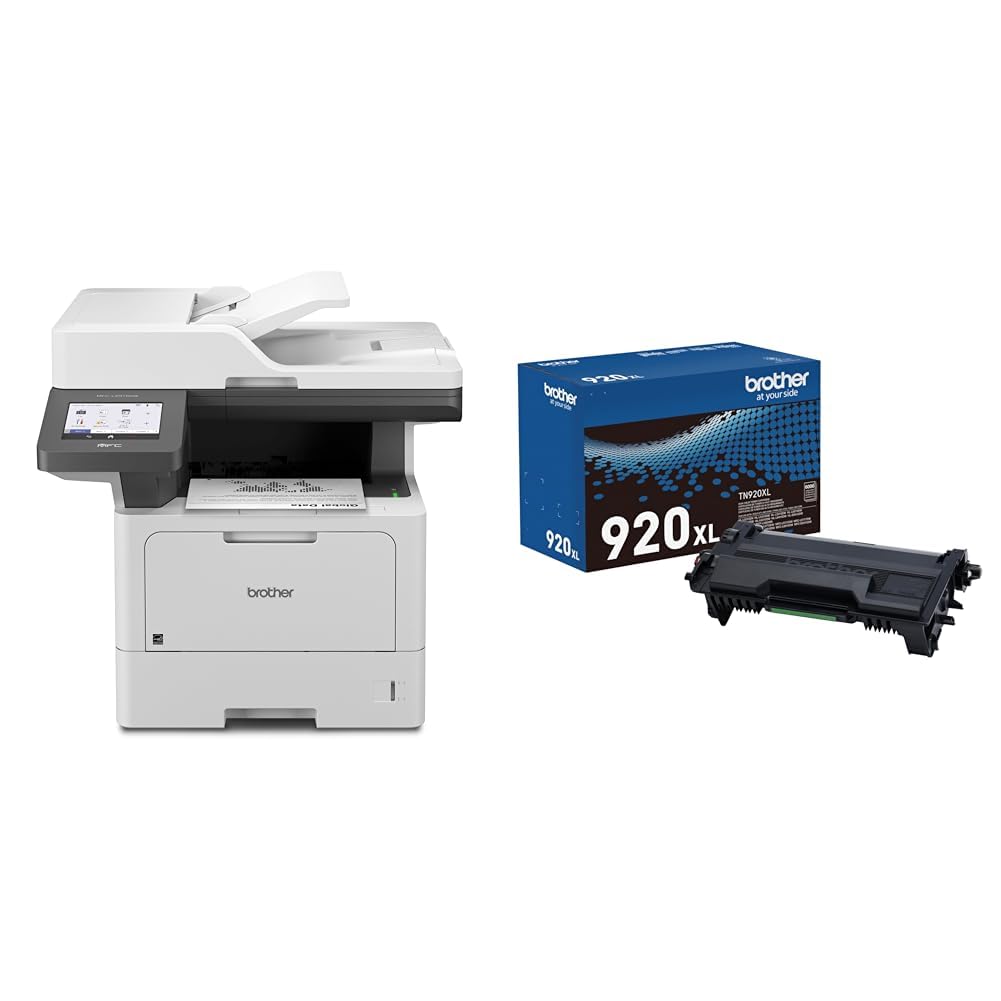 Brother Professional Laser Printer All-in-One with Scanner and Copier, High-Speed 50 ppm Monochrome Printing, Wireless Network Ready, Dual-Band WiFi