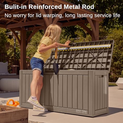 EAST OAK Outdoor Storage Box, 180 Gallon Deck Box, Large Resin Storage Bin for Patio Cushions, Gardening Tools, Lockable, Waterproof and UV Resistant