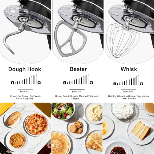 8.45 QT All Metal Stand Mixer,10 Speed Large Capacity Kitchen Mixer with Digital Timer & Tilt-Head, Electric Mixer with Whisk Dough Hook Mixing