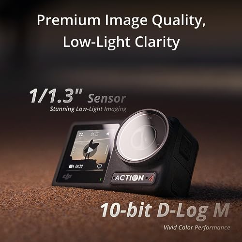 DJI Osmo Action 4 Essential Combo, 4K/120fps Waterproof Action Camera with a 1/1.3-Inch Sensor, Stunning Low-Light Imaging,10-bit & D-Log M Color