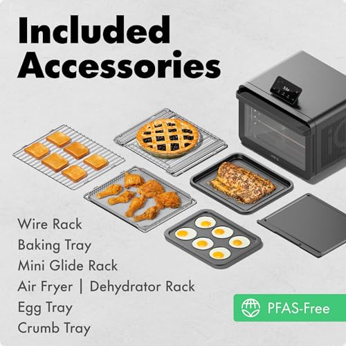 CHEF iQ MiniOven Smart Toaster Oven Air Fryer Combo, 11-in-1 Countertop Convection Oven, Bake, Broil, Air Fry, Broil, Dehydrate, 1750W, 25 Qt