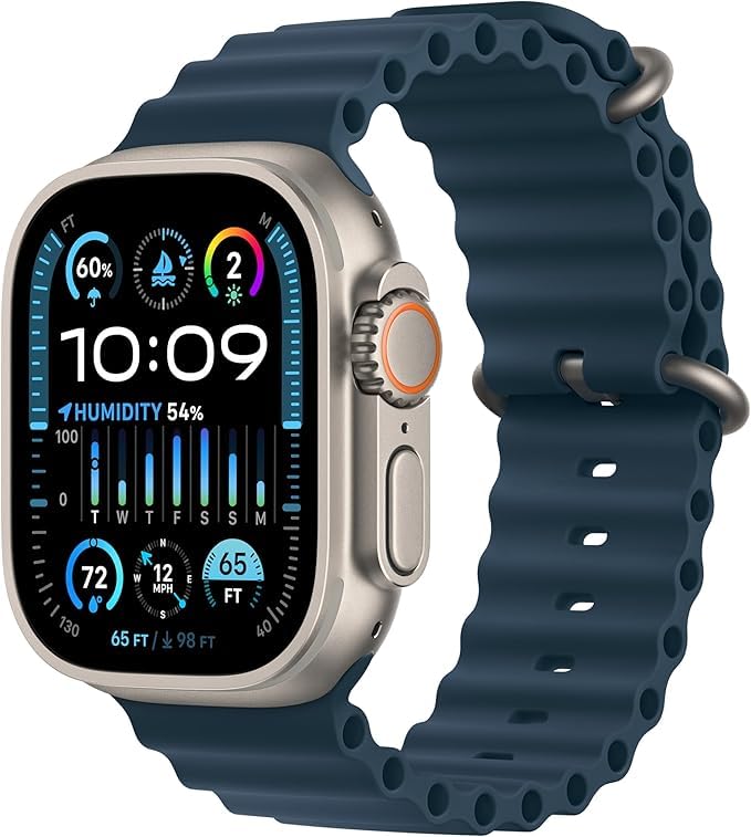 Apple Watch Ultra 2 (GPS + Cellular, 49MM) - Black Titanium Case with Black Ocean Band (Renewed Premium)