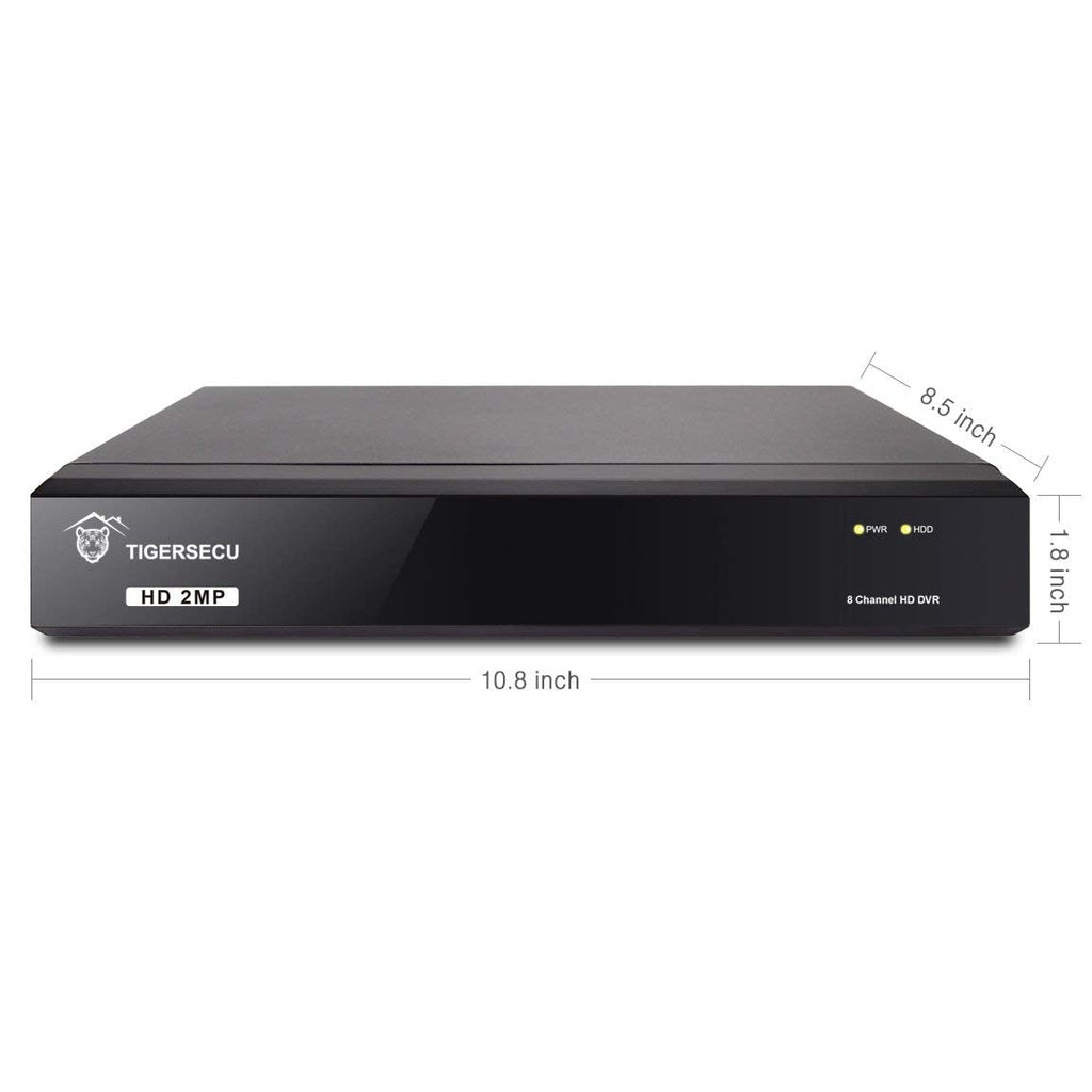 TIGERSECU Super HD 1080P 8 Channel DVR Security Recorder with 2TB Hard Drive, Hybrid 6-in-1 CCTV DVR Recorder Compatible with 2MP and 5MP TVI, AHD