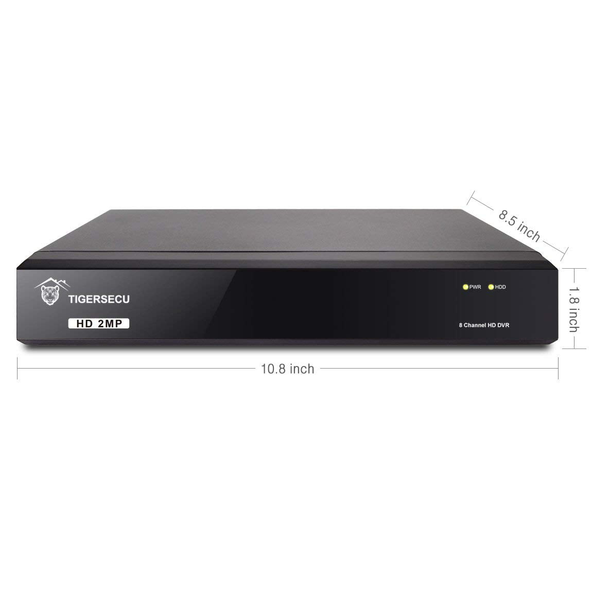 TIGERSECU Super HD 1080P 8 Channel DVR Security Recorder with 2TB Hard Drive, Hybrid 6-in-1 CCTV DVR Recorder Compatible with 2MP and 5MP TVI, AHD