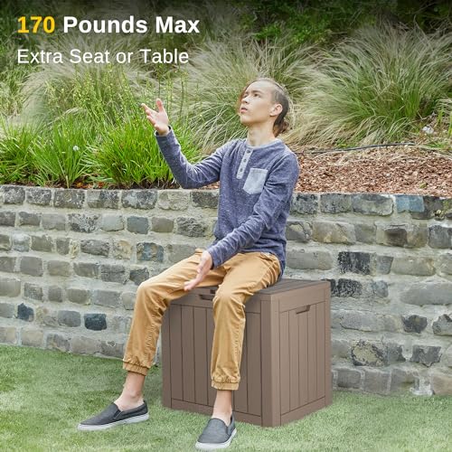 EAST OAK Outdoor Storage Box, 120 Gallon Deck Box with Stainless Steel Rods Large Resin Storage Bin for Patio Cushions, Garden Tools, Waterproof and