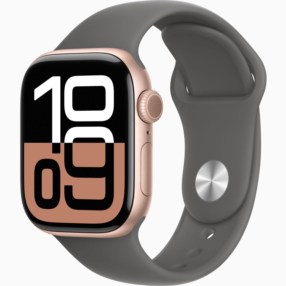 Apple Watch Series 10 [GPS + Cellular, 42mm] - Jet Black Aluminum Case with Black Sport Band, S/M (Renewed)
