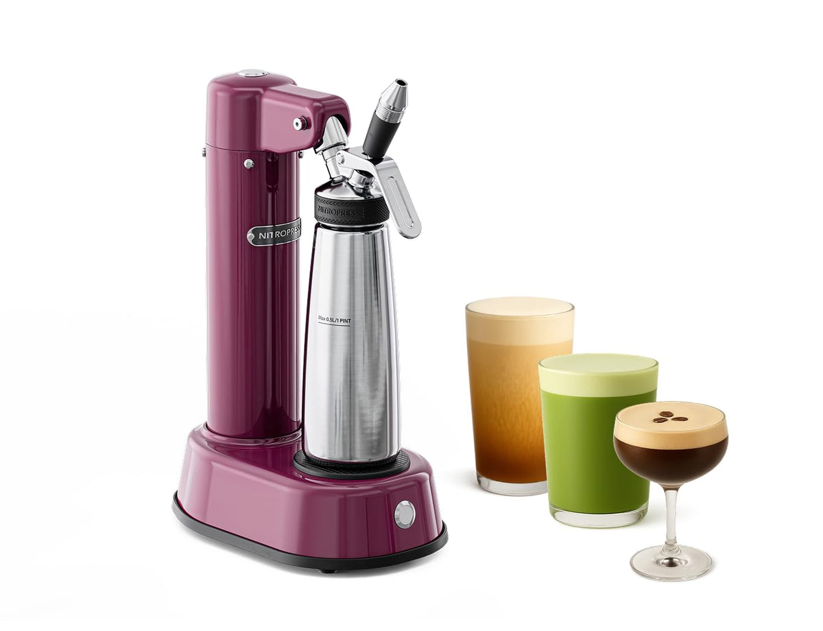 NitroPress DS C Electric Nitro Cold Brew Coffee & Cocktail Maker | Air-Powered Nitrogen Infuser for Smooth Nitro Drinks, Cocktails, Cold Brew & Tea