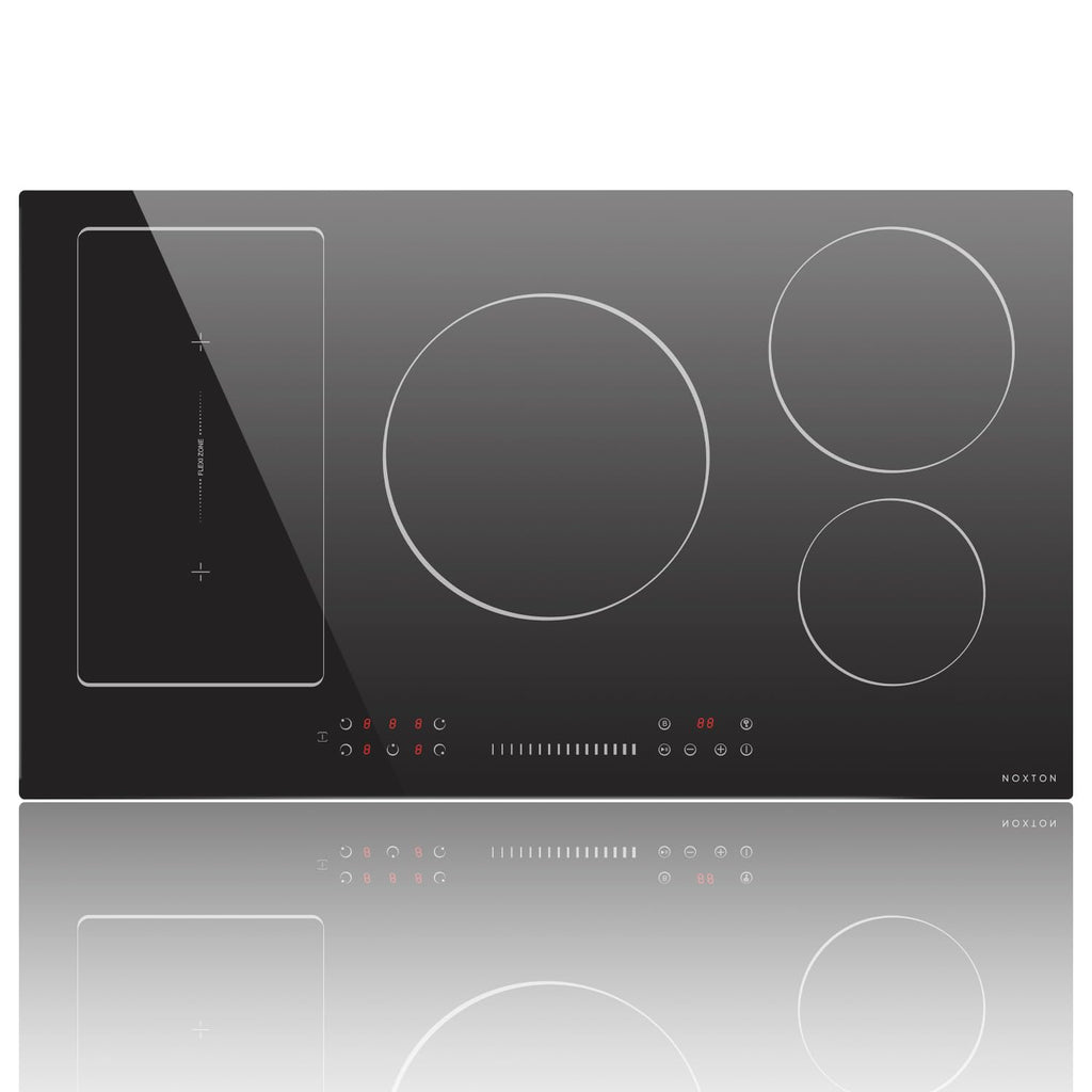 Noxton 24 Inch Induction Cooktop, 4 Burners Electric Cooktop, Upgraded Induction Stovetop with Flex Zone, Power Boost, Pause, 9 Power Levels, Child