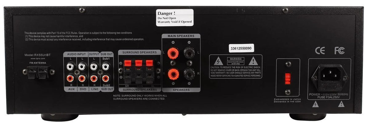 Bluetooth Ceiling Theater Home Speakers Receiver+(2) Technical RX55URIBT Pro 8"