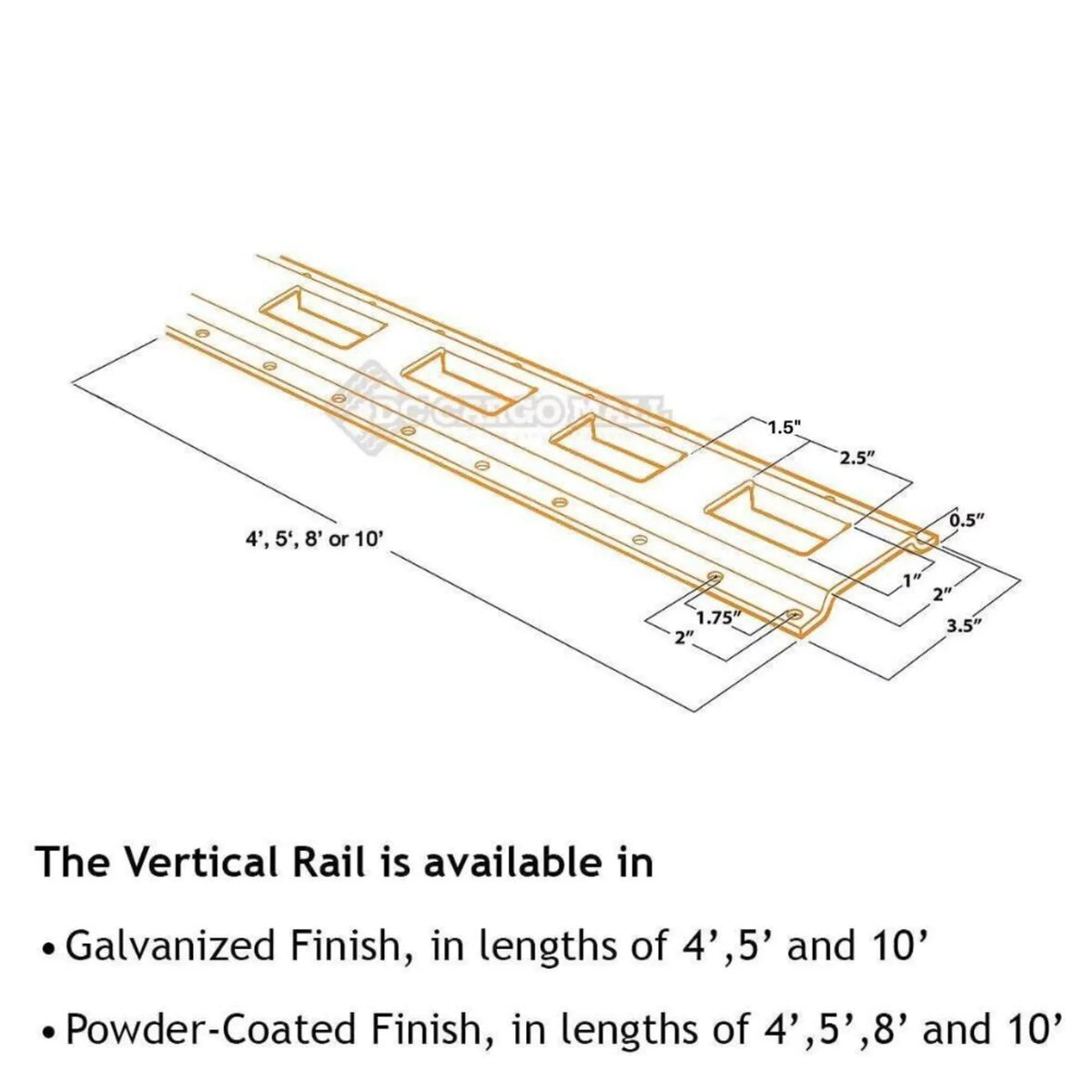Heavy Vertical Long Mall "DC 8-ft Trailers" Steel Trucks, for Cargo Rails, E-Track TieDowns | Duty Four Etrack Powder Coated Rails