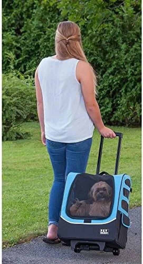 Mesh Tether, For Cats/Dogs, Seat Car Ocean Extra Carrier, Ventilation, Pouch, Traveler Storage Included Telescoping Plus Travel Blue, Large Handle, (PG1280OB)