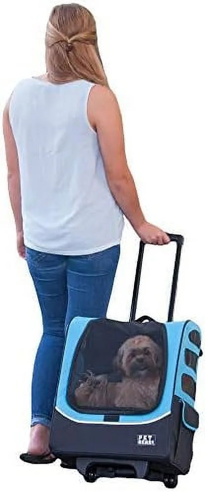 Mesh Tether, For Cats/Dogs, Seat Car Ocean Extra Carrier, Ventilation, Pouch, Traveler Storage Included Telescoping Plus Travel Blue, Large Handle, (PG1280OB)