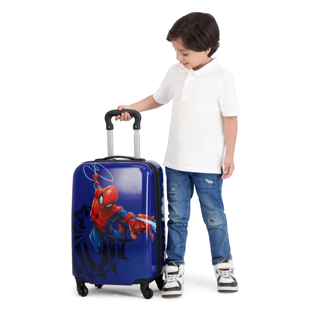 Hardshell Wheels, Kids Spinner Rolling 21 Blue Carry with Marvel On Inch Suitcase Luggage, Spider-Man