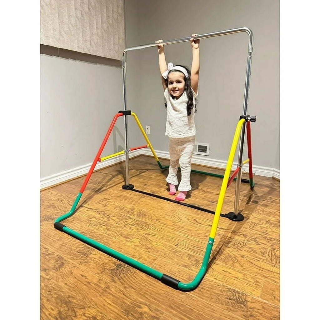 Home for Kids' Monkey Folding Playground Equipment - - Boys/Girls Horizontal Bar Expandable - Gymnastics Kip Training for Height-Adjustable Bar Bar (Red/Yellow) Bar Gymnasts Junior