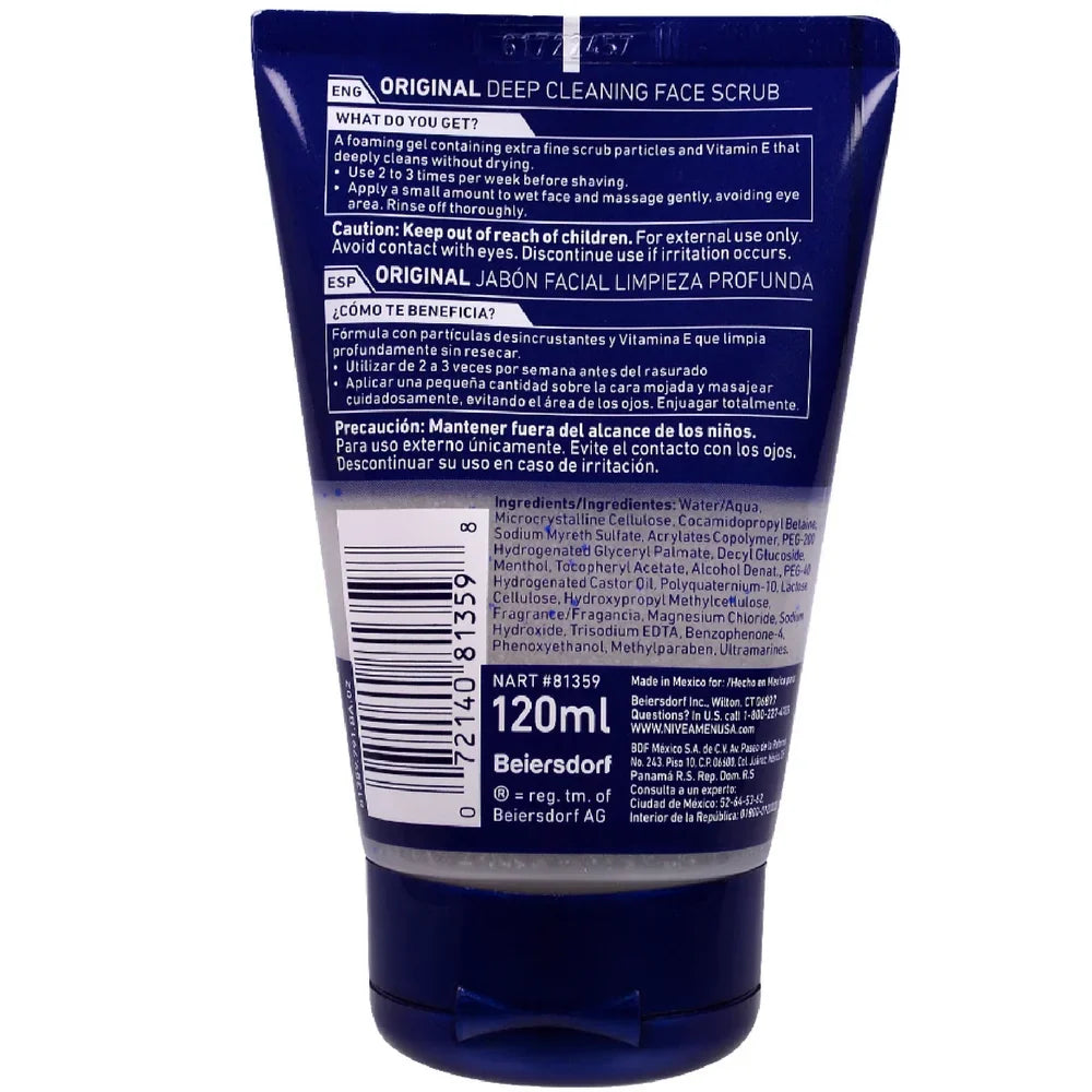 Men 4-Pack 4.4 Nivea Cleaning Original, Deep Oz, Face For Scrub