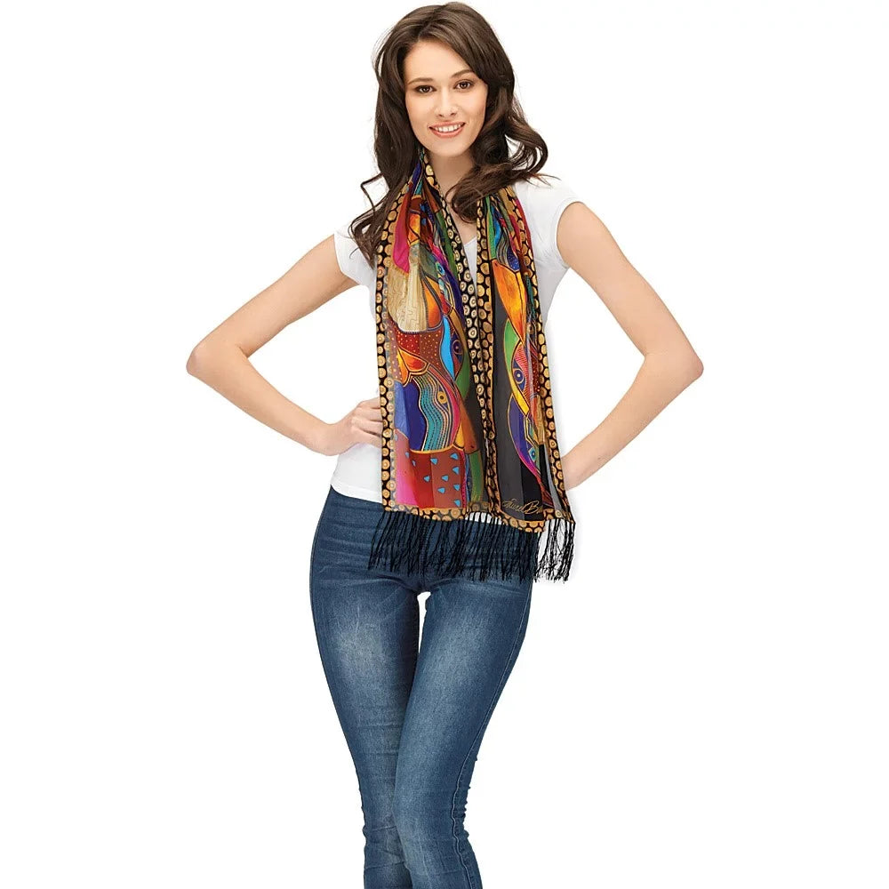 Family Feline Laurel Silk Scarf Burch