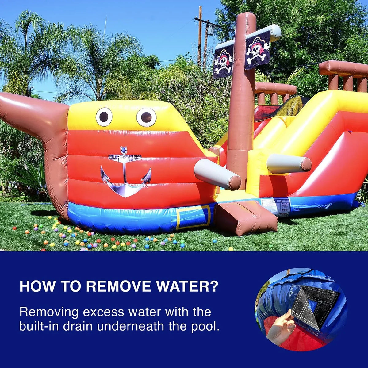 and Grade Kids Adults Slide (with Commercial Blower) for Liquid House JumpOrange Pirate Bounce Ship