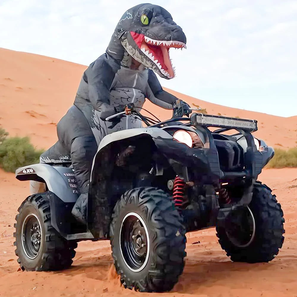 Inflatable Grey Raptor Halloween Costume Up Blow Velociraptor Adult Body Costume DomKom Dinosaur Women Costume Men Full T-rex